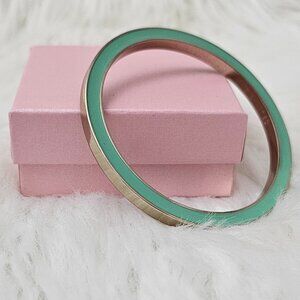 The Limited Vintage Gold-Tone Mint Green Ridge Enamel Metal Bangle Bracelet